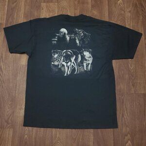 mens black vintage Route 66 wolf graphic pocket Tee / T-shirt size XL